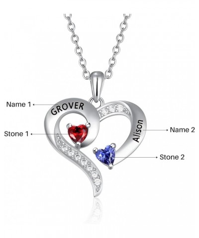 Personalized Names Forever Love Heart Women Necklace with 1-8 Simulated Birthstone Pendant Necklaces for Grandma Family Promi...