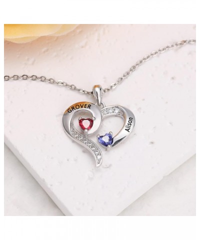 Personalized Names Forever Love Heart Women Necklace with 1-8 Simulated Birthstone Pendant Necklaces for Grandma Family Promi...