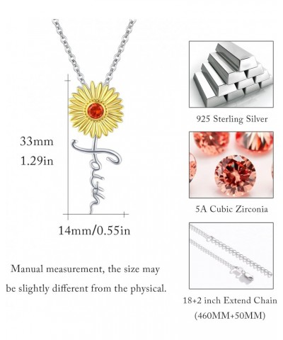 Sunflower Faith Necklace 925 Sterling Silver Cross Christian Religion You Are My Sunshine Pendant Necklaces for Women Girls M...