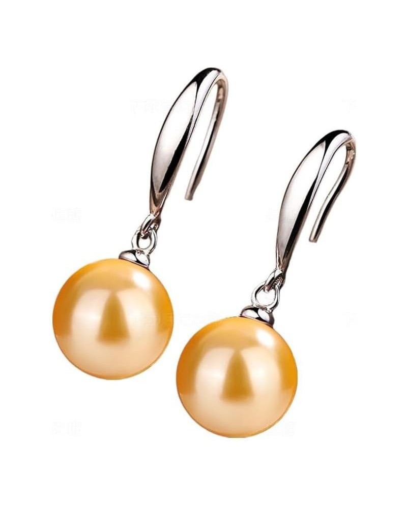 10mm Ocean Pearl Dangle Earrings Natural Shell Beads Drop Earrings Fashion Jewelry for Women 12mm Yellow $7.79 Earrings