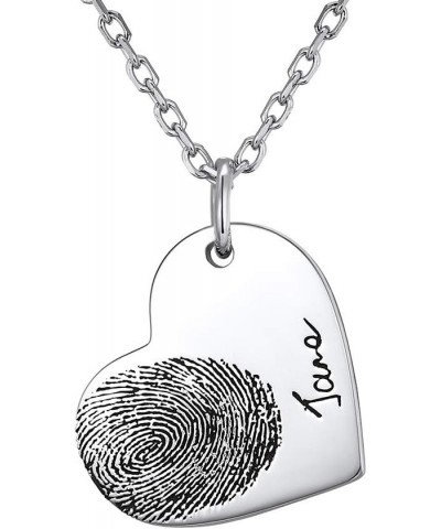 Fingerprint Necklace Memorial Jewelry Customized,Sterling Silver/Gold Plated Heart Charm Custom Thumbprint/Baby Foot/Pet Paw,...