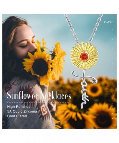 Sunflower Faith Necklace 925 Sterling Silver Cross Christian Religion You Are My Sunshine Pendant Necklaces for Women Girls M...