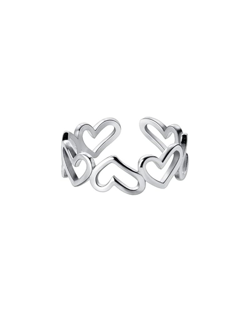 Cute Love Heart Adjustable Opening Pinky Rings for Women Teen Girls Dainty 925 Sterling Silver Eternity Endless Love Statemen...