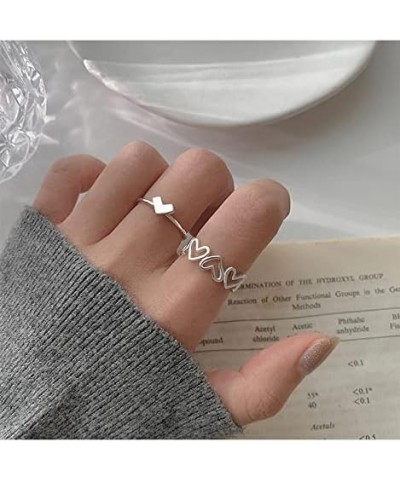 Cute Love Heart Adjustable Opening Pinky Rings for Women Teen Girls Dainty 925 Sterling Silver Eternity Endless Love Statemen...