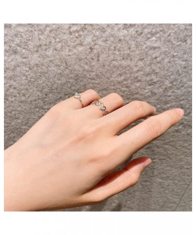 Cute Love Heart Adjustable Opening Pinky Rings for Women Teen Girls Dainty 925 Sterling Silver Eternity Endless Love Statemen...