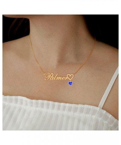 Custom Name Necklace with Heart 18K Gold Plated Nameplate Necklaces Personalized Name Necklace Gift for Women Teen Girls Hear...