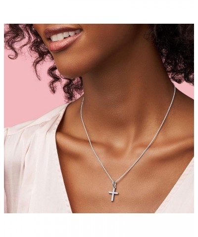 Jewelry Sparkling Cross Cubic Zirconia Pendant in Sterling Silver With Gift Box $26.65 Necklaces