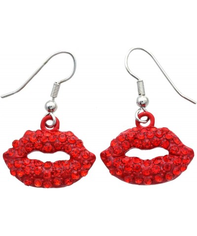 Sexy Hot Pink Lips Dangle Earrings Valentine's Day Gift for Mom Women Girlfriend Red $10.19 Earrings