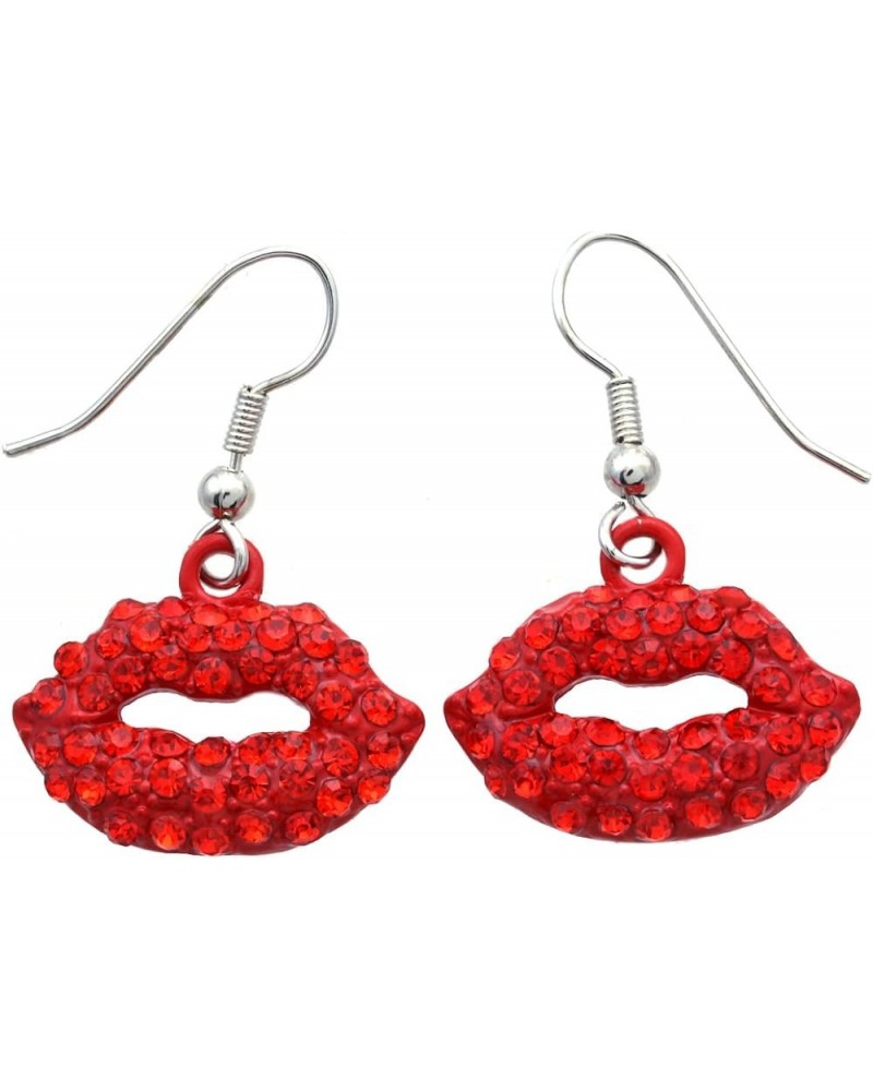 Sexy Hot Pink Lips Dangle Earrings Valentine's Day Gift for Mom Women Girlfriend Red $10.19 Earrings