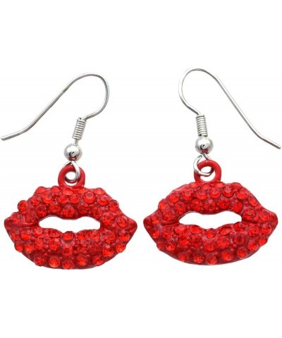 Sexy Hot Pink Lips Dangle Earrings Valentine's Day Gift for Mom Women Girlfriend Red $10.19 Earrings