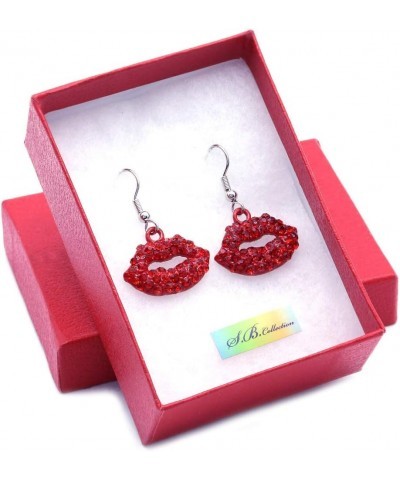 Sexy Hot Pink Lips Dangle Earrings Valentine's Day Gift for Mom Women Girlfriend Red $10.19 Earrings