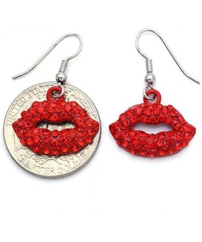 Sexy Hot Pink Lips Dangle Earrings Valentine's Day Gift for Mom Women Girlfriend Red $10.19 Earrings