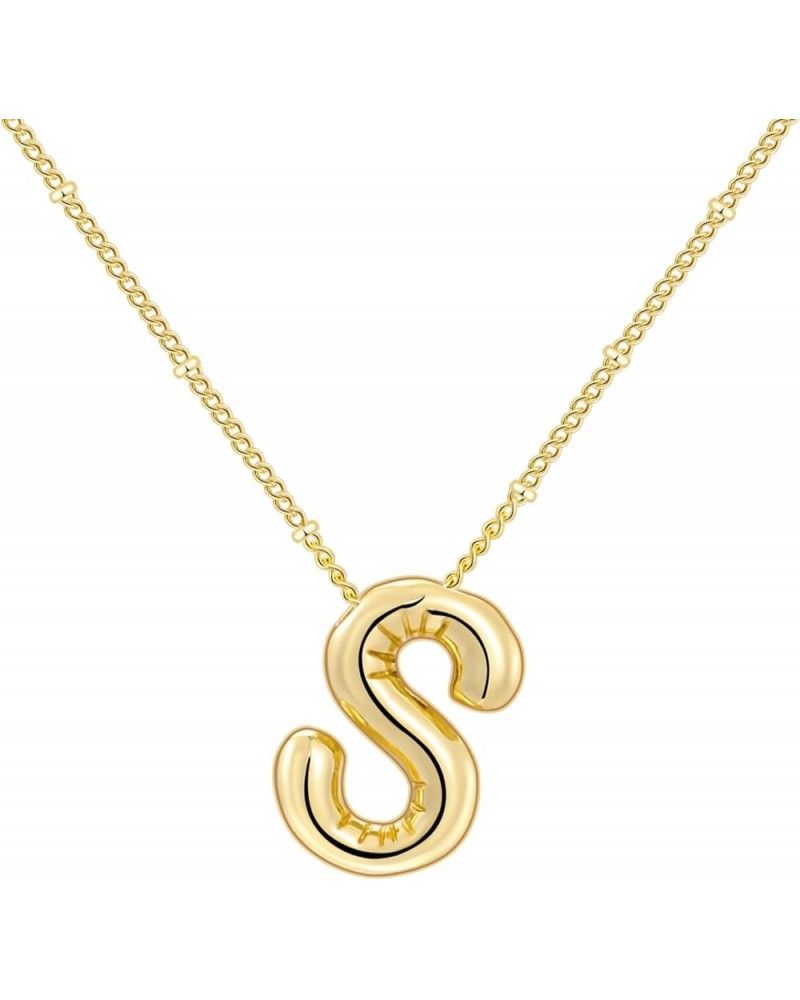 14K Gold Plated Balloon Initial Necklaces for Women - Bubble Letter Necklace Dainty Gold Initial Charm Pendant Necklace Jewel...