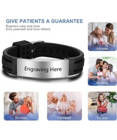 Personalized Bracelet Silicone Medical Bracelets Adjustable Sport Emergency ID Bracelets Free Engraving 9 Inches Waterproof I...