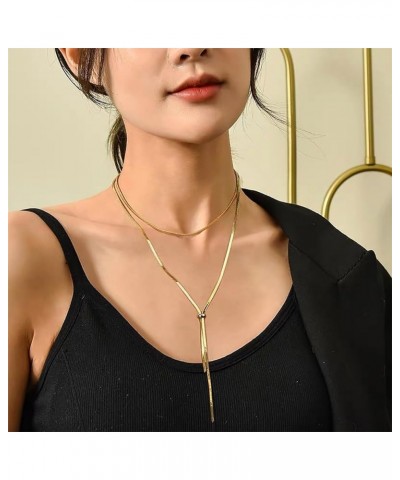 Chunky Gold Necklace Gold Lariat Necklace Body Chain Jewelry for Women Long Necklaces for Women Trendy Twist Herringbone Y Sh...