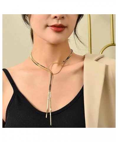 Chunky Gold Necklace Gold Lariat Necklace Body Chain Jewelry for Women Long Necklaces for Women Trendy Twist Herringbone Y Sh...