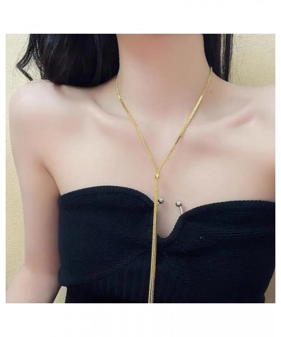 Chunky Gold Necklace Gold Lariat Necklace Body Chain Jewelry for Women Long Necklaces for Women Trendy Twist Herringbone Y Sh...