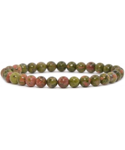 Gem Semi Precious Gemstone 6mm Round Beads Stretch Bracelet 6.5 Inch Unisex Unakite $12.97 Bracelets