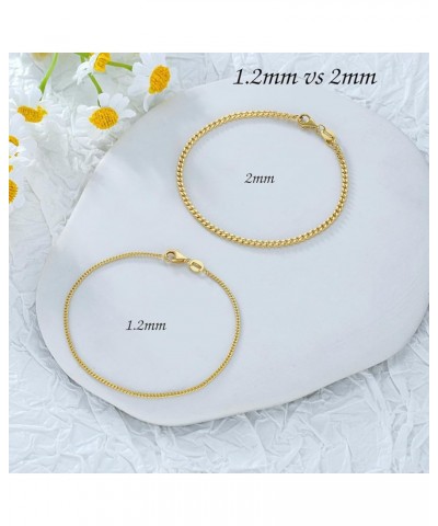 14K Yellow Gold 6-13 Inch 1.2mm-3.2mm Chain Bracelet Anklet for Women, Cuban Link Curb/Rope/Paper Clip/Round Snake/Herringbon...