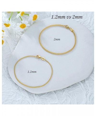 14K Yellow Gold 6-13 Inch 1.2mm-3.2mm Chain Bracelet Anklet for Women, Cuban Link Curb/Rope/Paper Clip/Round Snake/Herringbon...