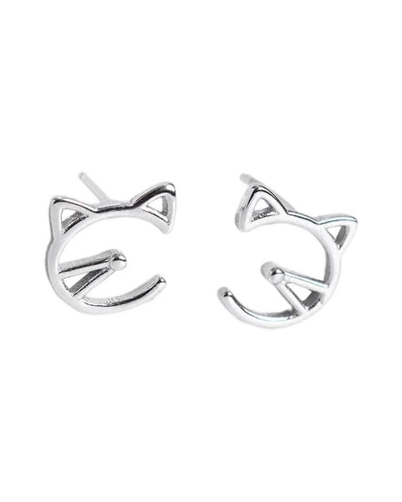 1 Pair Stainless Steel Stud Earrings Cat Jewelry Silver Earrings Women's Earrings Simple Earrings Cat Pattern Ear Studs Cat E...