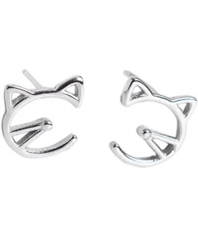 1 Pair Stainless Steel Stud Earrings Cat Jewelry Silver Earrings Women's Earrings Simple Earrings Cat Pattern Ear Studs Cat E...