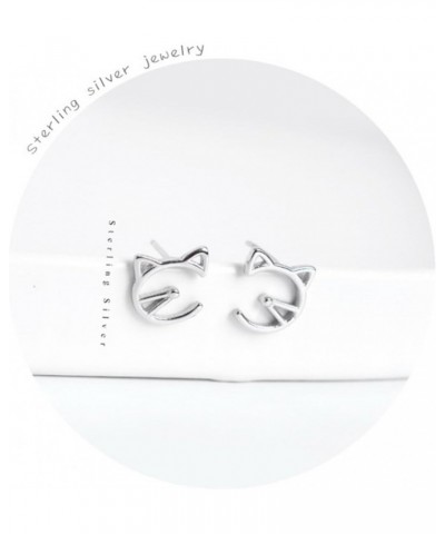 1 Pair Stainless Steel Stud Earrings Cat Jewelry Silver Earrings Women's Earrings Simple Earrings Cat Pattern Ear Studs Cat E...