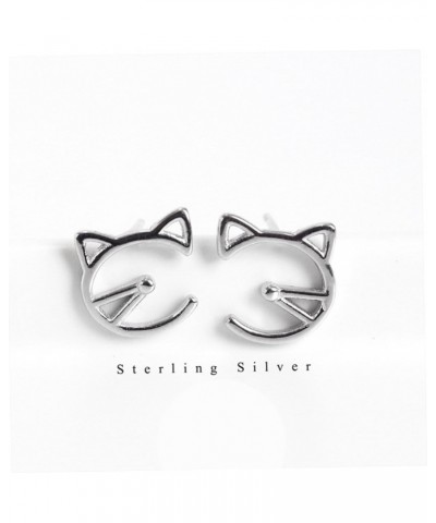 1 Pair Stainless Steel Stud Earrings Cat Jewelry Silver Earrings Women's Earrings Simple Earrings Cat Pattern Ear Studs Cat E...