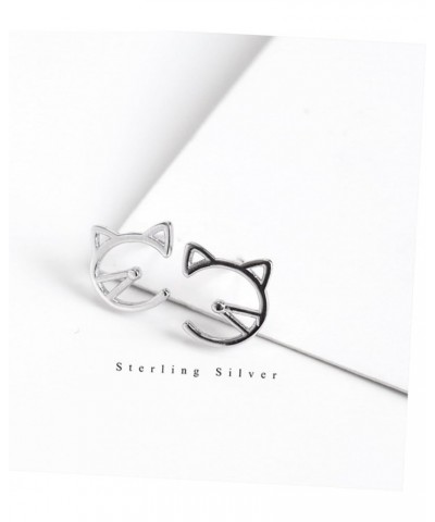 1 Pair Stainless Steel Stud Earrings Cat Jewelry Silver Earrings Women's Earrings Simple Earrings Cat Pattern Ear Studs Cat E...