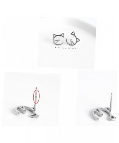 1 Pair Stainless Steel Stud Earrings Cat Jewelry Silver Earrings Women's Earrings Simple Earrings Cat Pattern Ear Studs Cat E...