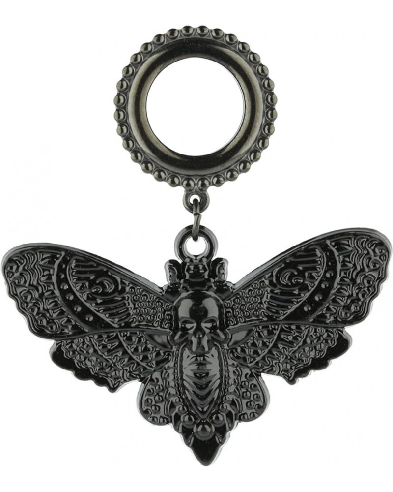 6mm-25mm Deaths Head Moth Dangle Ear Gauge Piercing Tunnels Plugs Statement Earrings Black 3/4"-19mm $10.14 Body Jewelry