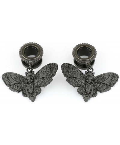 6mm-25mm Deaths Head Moth Dangle Ear Gauge Piercing Tunnels Plugs Statement Earrings Black 3/4"-19mm $10.14 Body Jewelry