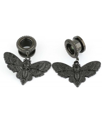 6mm-25mm Deaths Head Moth Dangle Ear Gauge Piercing Tunnels Plugs Statement Earrings Black 3/4"-19mm $10.14 Body Jewelry