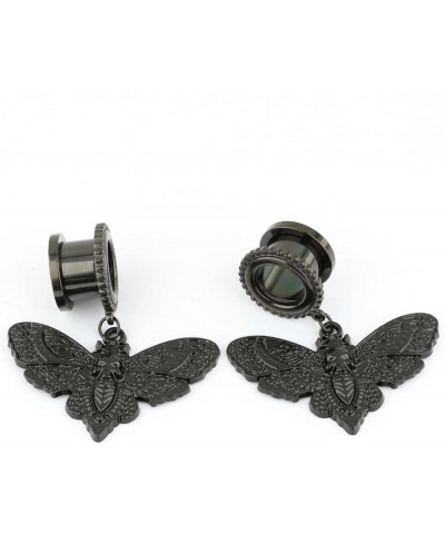 6mm-25mm Deaths Head Moth Dangle Ear Gauge Piercing Tunnels Plugs Statement Earrings Black 3/4"-19mm $10.14 Body Jewelry