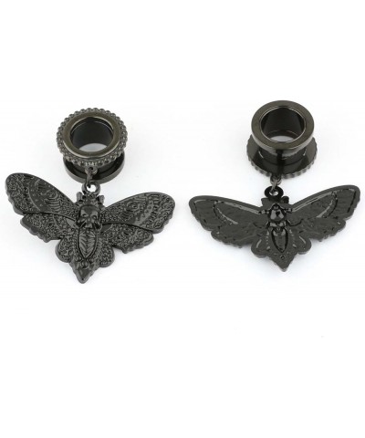 6mm-25mm Deaths Head Moth Dangle Ear Gauge Piercing Tunnels Plugs Statement Earrings Black 3/4"-19mm $10.14 Body Jewelry