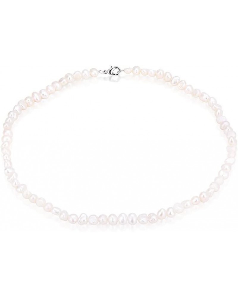 White Freshwater Pearl Smooth Necklace for Women's Pearl Strand Necklaces $8.66 Necklaces