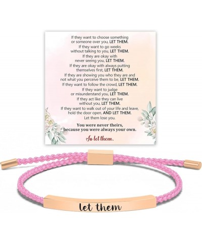 Let Them Tube Bracelet for Women Self Love Inspirational Bracelets Jewelry Gifts, Hand Braided String Bracelet, Stainless Ste...