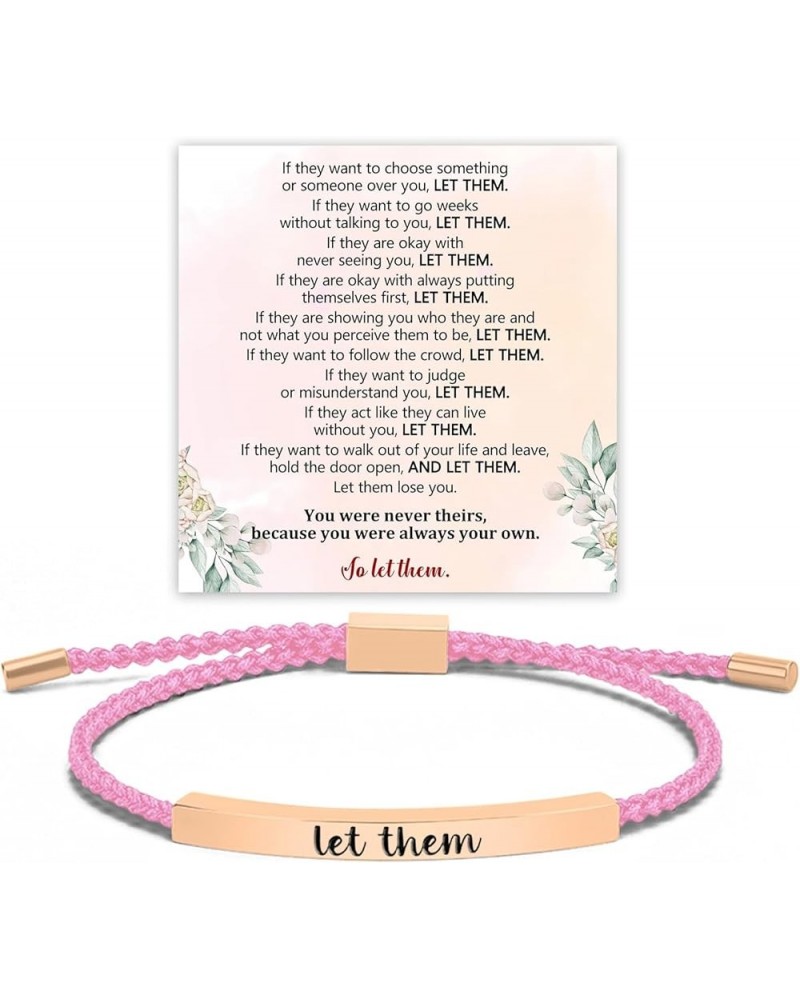 Let Them Tube Bracelet for Women Self Love Inspirational Bracelets Jewelry Gifts, Hand Braided String Bracelet, Stainless Ste...