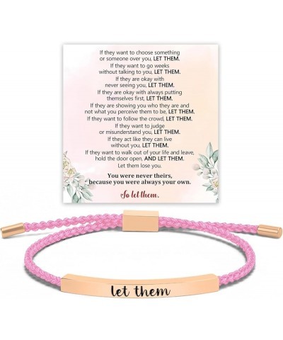 Let Them Tube Bracelet for Women Self Love Inspirational Bracelets Jewelry Gifts, Hand Braided String Bracelet, Stainless Ste...