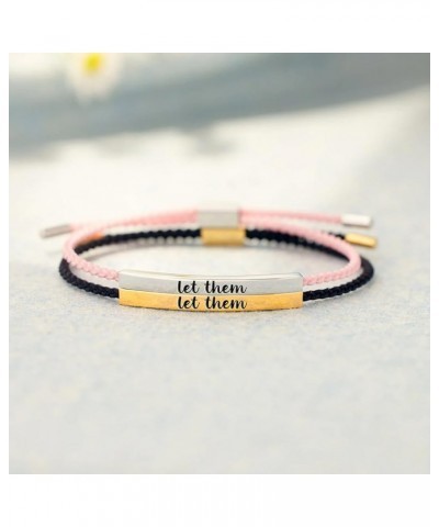 Let Them Tube Bracelet for Women Self Love Inspirational Bracelets Jewelry Gifts, Hand Braided String Bracelet, Stainless Ste...