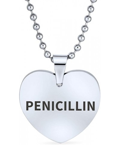 Personalize Customizable Medical Id Dog Heart Shape Tag Pendant Engravable Necklace For Women For Teen Stainless Penicillin $...