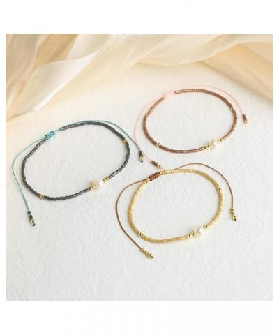 Women Friendship Bracelets Miyuki Beads Strand Bracelets Handmade Fashion 3 Pcs Pearl Bracelets Bangles Colorful 02B $7.55 Br...