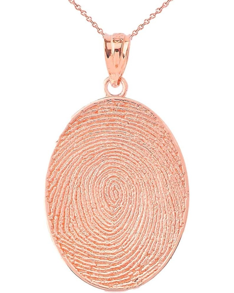 Certified 10k Gold Oval Fingerprint Charm Pendant Necklace Rose Gold 22.0 Inches $122.99 Necklaces