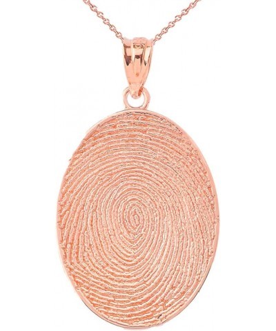 Certified 10k Gold Oval Fingerprint Charm Pendant Necklace Rose Gold 22.0 Inches $122.99 Necklaces