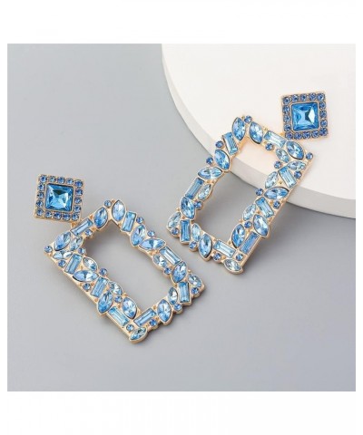 Rectangle Dangle Earrings Retro Geometric Crystal Rhinestone Sparkly Rectangle Drop Earrings for Women Girls Fashion Jewelry ...