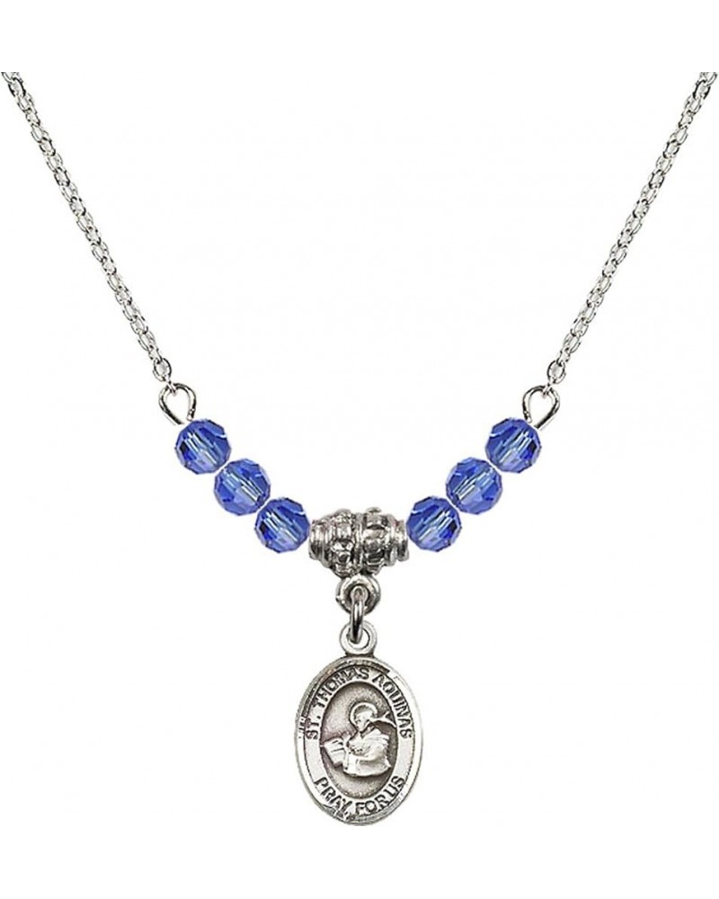 September Birth Month Bead Necklace with Catholic Patron Saint Petite Charm, 18 Inch Saint Thomas Aquinas $27.25 Necklaces