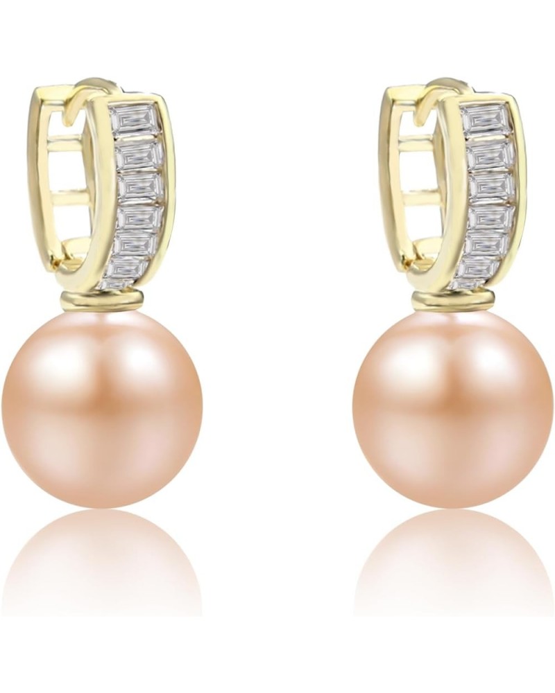 Pearl Hoop Earrings, Pearl drop Earrings for Women trendy Sparkly Earrings Stament Jewelry Pink Pearl $16.52 Earrings