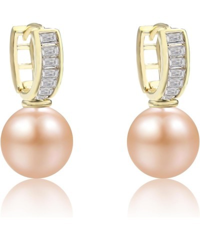 Pearl Hoop Earrings, Pearl drop Earrings for Women trendy Sparkly Earrings Stament Jewelry Pink Pearl $16.52 Earrings