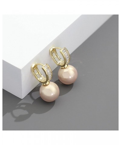 Pearl Hoop Earrings, Pearl drop Earrings for Women trendy Sparkly Earrings Stament Jewelry Pink Pearl $16.52 Earrings