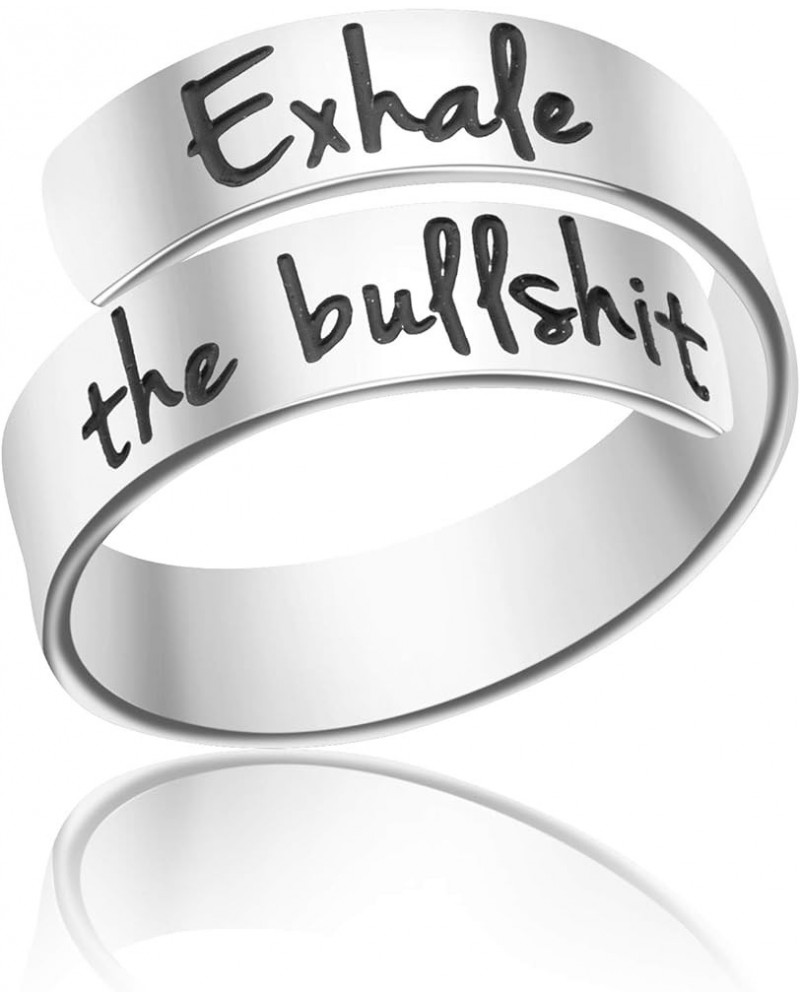 Adjustable Ring Inspirational Jewelry Personalized Stainless Steel Rings Birthday Graduation Gifts for Girls … Exhale the bul...